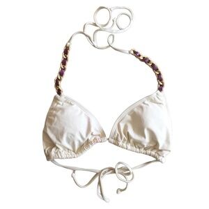 L space gold chain purple bikini white top medium